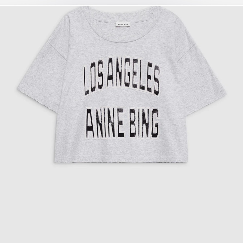 Anine Bing Johnny Cropped Tee - Picture 2 of 12